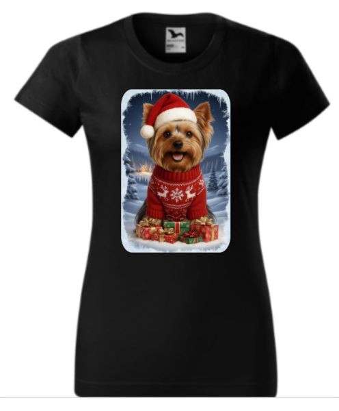 Vánoční tričko dámské  s Yorkshirským teriérem4